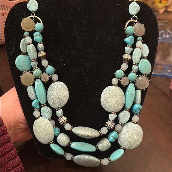 Blue Multi-Strand Beaded Necklace - Picture 1 of 5